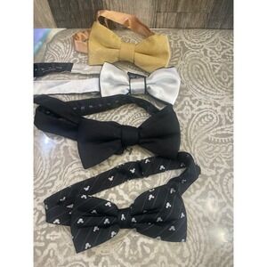 Bow Ties: Black Mickey Mouse, Gold, Silver, Solid Adjustable Necktie Lot
